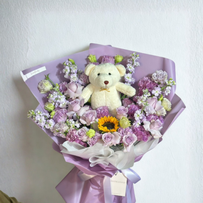 Purple Theme Teddy Bear Bouquet