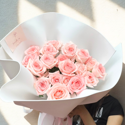 20 Pink English Roses Trendy Wrapping