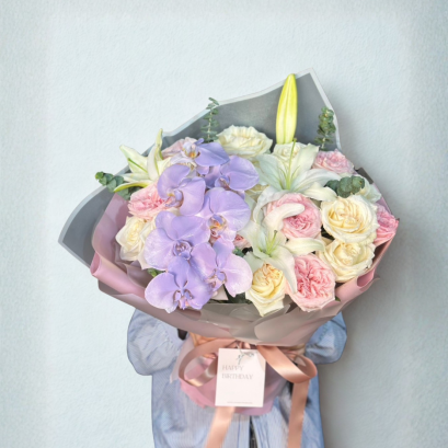 Mix Soft Pink Purple Tone Flower Bouquet - Soft but Sophisticated
