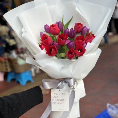 20 Red and Purple Tulips