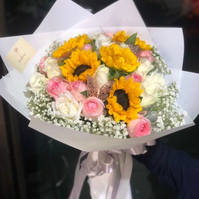 Sunflower and Rose Bouquet