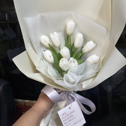 10 White Tulips