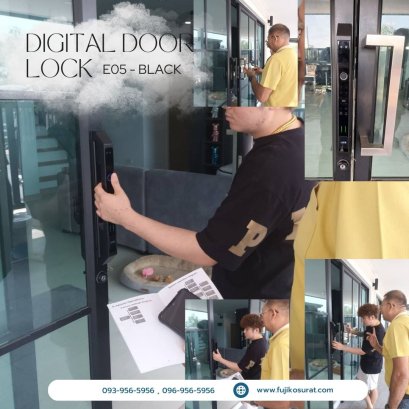 การติดตั้งกลอนประตูดิจิตอล แบบบานเลื่อนชนกลาง เฟรมมีเนียม : โครงการปาร์คเรสซิเดนซ์