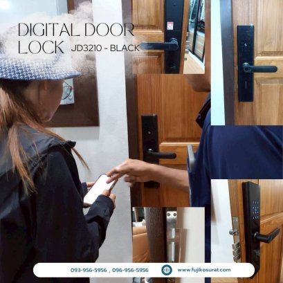 การติดตั้งกลอนประตูดิจิตอล แบบบานสวิง (บานไม้) 