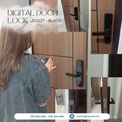 การติดตั้งกลอนประตูดิจิตอล แบบบานสวิง (บานไม้) : โครงการรินทองเซ็นทรัล 1