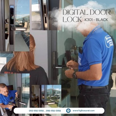 การติดตั้งกลอนประตูดิจิตอล แบบบานเลื่อนชนข้าง เฟรมมีเนียม : โครงการบ้านสวยเคป ดารา