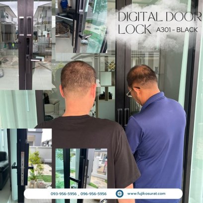 การติดตั้งกลอนประตูดิจิตอล แบบบานเลื่อนชนกลาง เฟรมมีเนียม : โครงการรินทองเซ็นทรัล 2