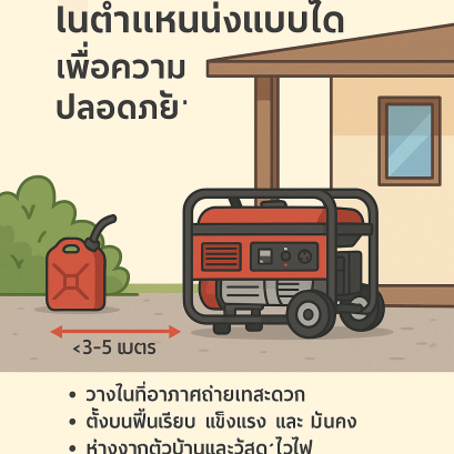 ควรวางเครื่องปั่นไฟในตำแหน่งแบบใดเพื่อความปลอดภัย