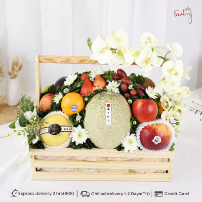 WB11Japanese Melon & Mix Fruit Wood basket