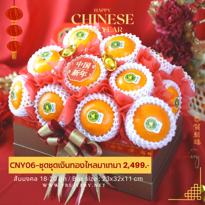 กระเช้าส้มมงคล กล่องกระดาษสีทองพรีเมี่ยม