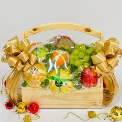 กระเช้าผลไม้-กระเช้าของขวัญ-เรดริบบิ้น
