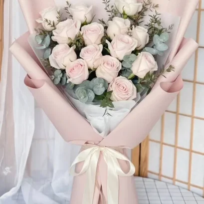 ช่อดอกกุหลาบสีชมพู14ดอก FW065