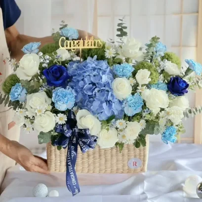 แจกันดอกไม้ตั้งโต๊ะ ช่อดอกไม้อวยพร แจกันดอกไม้แสดงความยินดี RF009