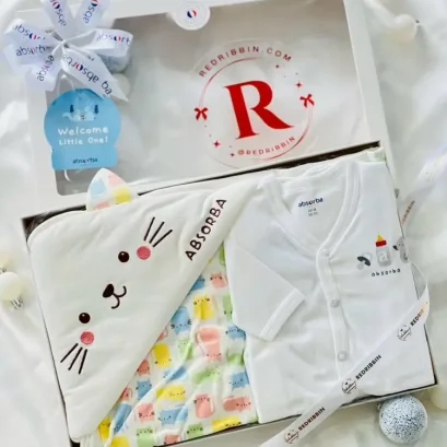เซ็ตของขวัญของใช้เด็กแรกเกิด กระเช้าแสดงความยินดีหลังคลอด RB294