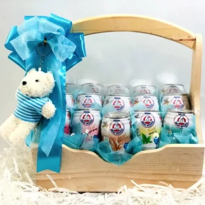 กระเช้าเยี่ยมคนป่วย กระเช้านมตราหมี RB080