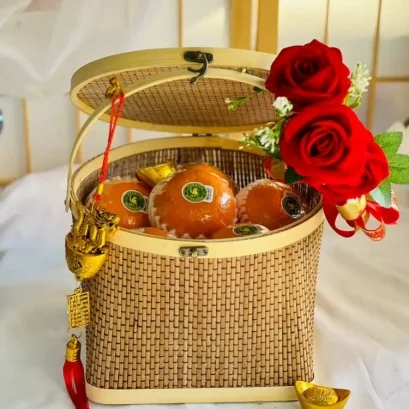 กระเช้าส้ม กระเช้าตรุษจีน ส้มในตะกร้าแบบจีนสวยๆ RB340