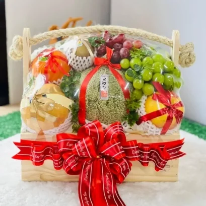 กระเช้าผลไม้ กระเช้าของขวัญ RB142 (1) จาก Redribbin