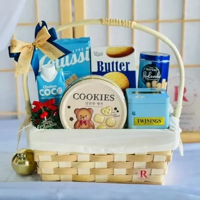 กระเช้าของขวัญสีฟ้าน่ารักๆ โทนสีฟ้า