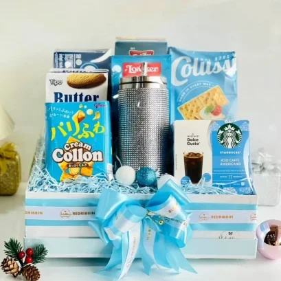 กระเช้าของขวัญปีใหม่ 2568 โทนสีฟ้า กระเช้าปีใหม่ 2025 REDRIBBIN RB202