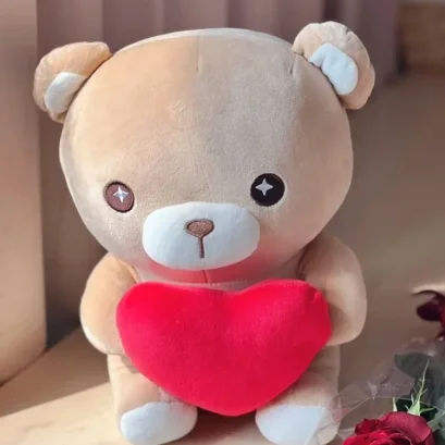 ของขวัญวันวาเลนไทน์ ตุ๊กตาและดอกกุหลาบ