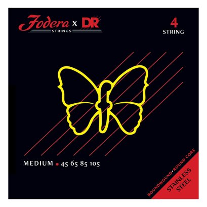 Fodera x DR Strings Stainless Steel Bass Strings: 4-String Medium 45-105