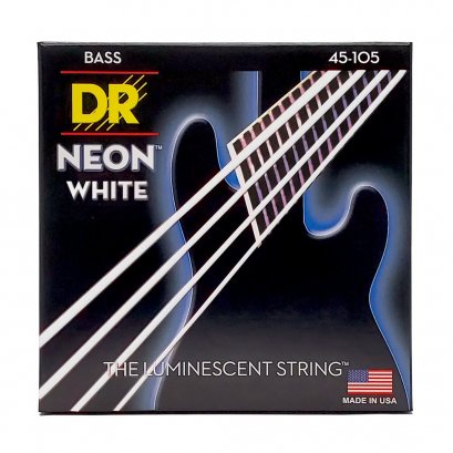 DR Strings Neon White Bass 45-105 Medium 4-String
