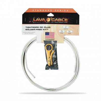 Lava Cable TIGHTROPE DC Plug Solder Free Kit 10 ft Cable/10 DC plugs Stripper WHITE