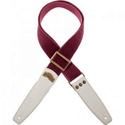 Magrabo Stripe SS Cotton Washed Bordeaux 5 cm White Colors ends, Recta Brass buckle