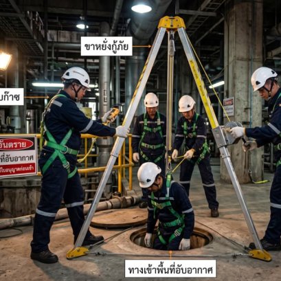 การอบรมที่อับอากาศ สำหรับ 4 ผู้ ผู้อนุญาต ผู้ควบคุม ผู้ช่วย ผู้ปฏิบัติ