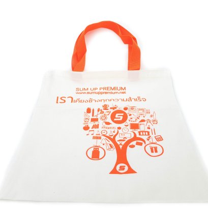 กระเป๋าผ้าดิบ 12 Oz คุณภาพดี พร้อมสกรีนโลโก้บริษัท สไตล์เรียบง่ายแต่ดูดี เหมาะสำหรับองค์กรที่ต้องการสื่อถึงความเป็นธรรมชาติและความใส่ใจ