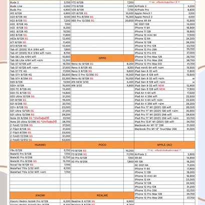 ใบราคามือถือ อัปเดตล่าสุด วันที่ 6/10/2021 - Galaxymobile