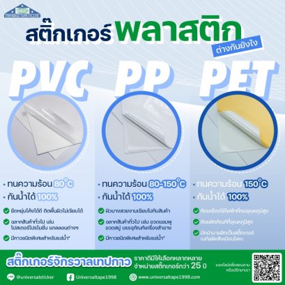 สติ๊กเกอร์พลาสติก PVC, PP, PET ต่างกันอย่างไร เลือกแบบไหนให้เหมาะกับงานฉลาก