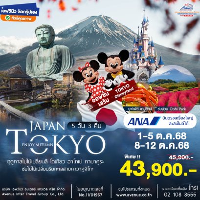 ทัวร์ญี่ปุ่น ใบไม้เปลี่ยนสี 2568 โตเกียว ฮาโกเน่ คามาคูระ 5 วัน จัดกรุ๊ปเอง
