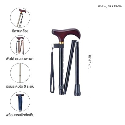FOLDABLE WALKING STICK (FS-3BK)