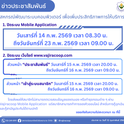 การปิดระบบ Website และMobile Application