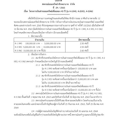 โครงการเงินฝากออมทรัพย์เพื่อฉลอง 45 ปี รุ่น 4-1(44), 4-2(45), 4-3(46)