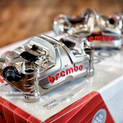 brembo front caliper monobloc gp4ms 100mm nickel ปั๊มเบรคเบรมโบ้ ducati panigale v4s v2 streetfighter v4 hypermotard bmw s1000rr cbr1000rr