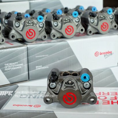 brembo brake caliper ปั๊มเบรคเบรมโบ้ปักข้างเทา ไทเท โลโก้แดง 2 พอต