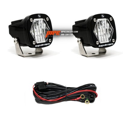 BAJA_DESIGNS_S1_Black_LED_Auxiliary_Light_Pod_Pair_Universal_WHITE_CLEAR_Wide_Cornering_Harley_ไฟขาว ของแต่งฮาเล่ย์