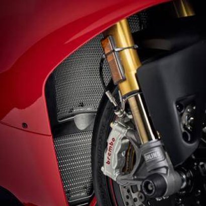 radiator and oil cooler guard evotech การ์ดหม้อน้ำ การ์ดออย อีโวเทค ของแต่งดูคาติ panigale V4 V4s V4R SFV4 Fork slider protection กันล้มล้อหน้า 