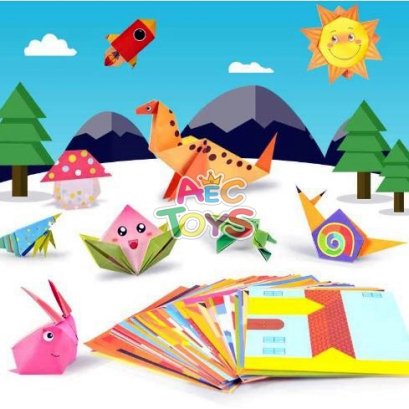 โอริกามิ สามมิติ ฝึกพับกระดาษกันเถอะ ขนาด 14x14 ซม. จำนวน 50 แผ่น พร้อมคู่มือ