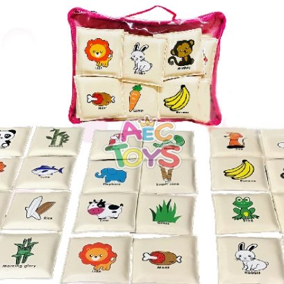 ถุงนุ่มนิ่ม จับคู่ สัตว์กับอาหาร 24 ชิ้น