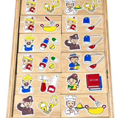 กล่องเกม โดมิโน จับคู่บุคคล อาชีพ เครื่องใช้ 36 ชิ้น