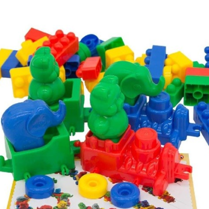 บล็อกตัวต่อรวมสัตว์สร้างสรรค์ มีล้อ พลาสติก