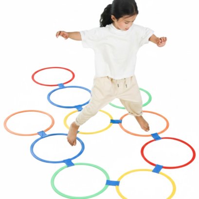 เกมห่วงกระโดด หลากสี 10 ชิ้น พร้อมข้อต่อ 10ชิ้น