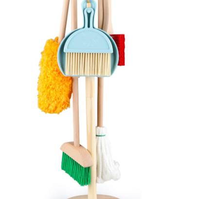 ชุดอุปกรณ์ทำความสะอาด 10 ชิ้น พร้อมขาแขวน (ไม้) สูง 69 ซม.