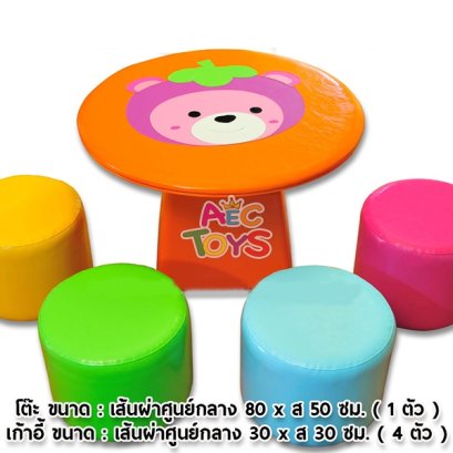 โต๊มังคุด-เก้าอี้ลูกกวาด ขนาดโต๊ะ 80x50 ซม. เก้าอี้ 30x30 ซม. (โต๊ะ1 เก้าอี้ 4 ตัว)