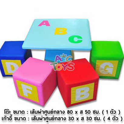 ชุดโต๊ะ-เก้าอี้ ABC ขนาดโต๊ะ 80x50 ซม. เก้าอี้ 30x30 ซม. (โต๊ะ1 เก้าอี้ 4 ตัว)