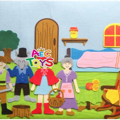 แผงป้ายผ้าเรียนรู้ ชุดนิทานหนูน้อยหมวกแดง ขนาด 31x25 ซม.