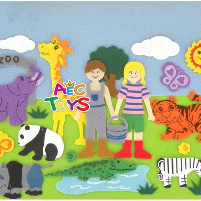 แผงป้ายผ้าเรียนรู้ ชุดสวนสัตว์หรรษา  ขนาด 31x25 ซม.